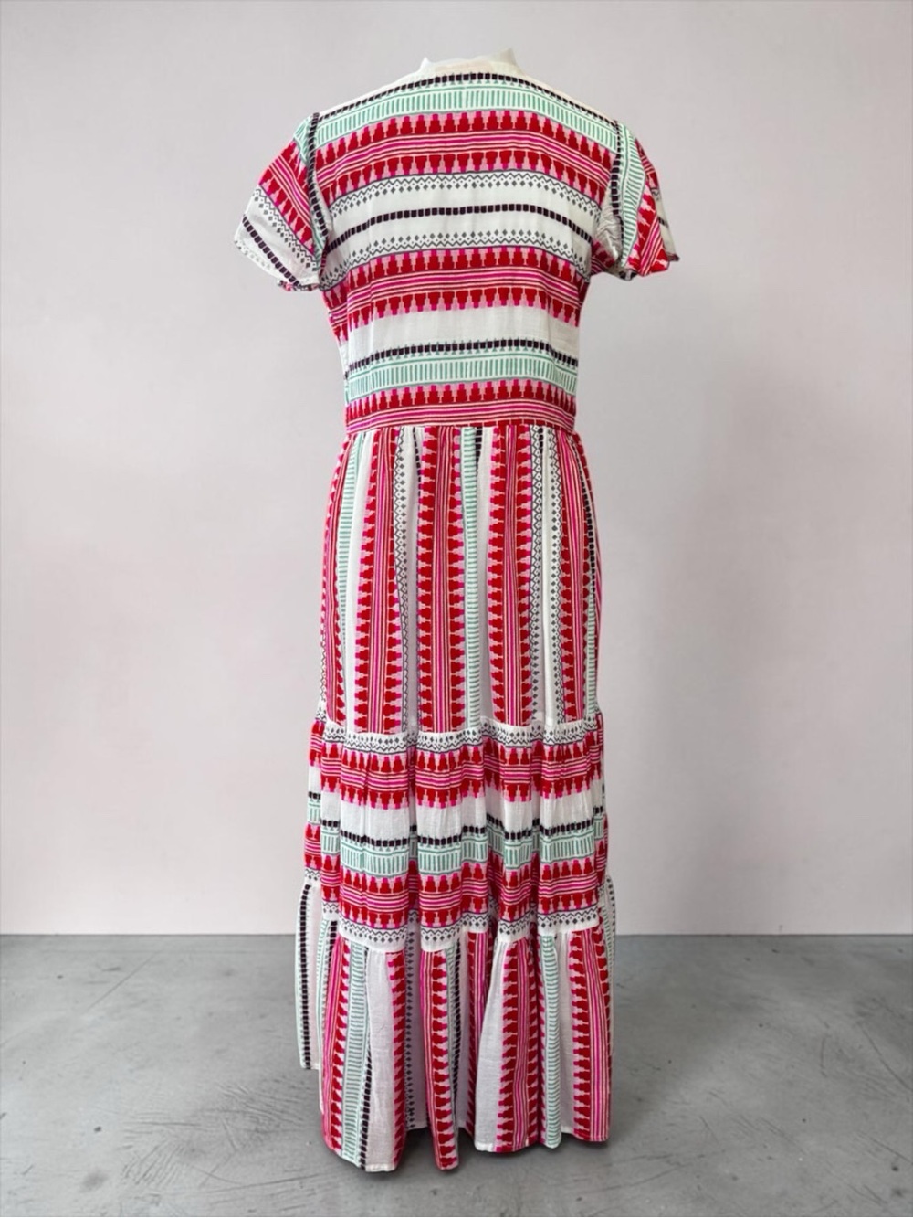 OLIPHANT Red Mezcal V-Neck Tiered Maxi Dress in Excellent Condition (S) - Picture 2 of 8